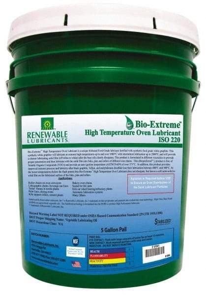 Renewable Lubricants - 5 Gal Pail Synthetic/Graphite Lubricant - White, -28°F to 2,000°F, Food Grade - Exact Industrial Supply
