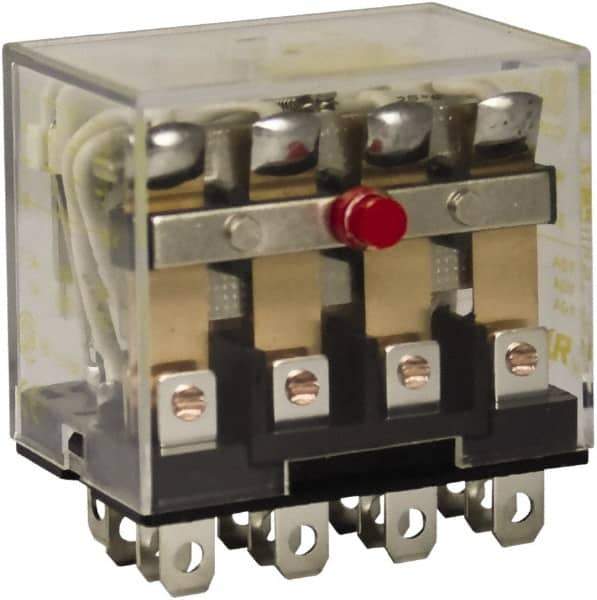 Square D - 1/2 hp at 120 Volt & 3/4 hp at 240 Volt, Electromechanical Plug-in General Purpose Relay - 10 Amp at 250 VAC, 4PDT, 24 VAC at 50/60 Hz - Exact Industrial Supply