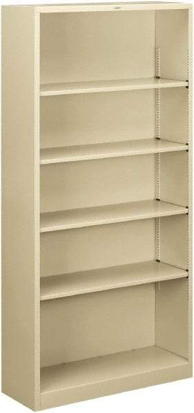 Hon - 5 Shelf, 71" High x 34-1/2" Wide Bookcase - 12-5/8" Deep, Steel, Putty - Exact Industrial Supply