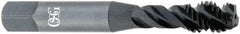OSG - M12x1.75 3 Flute 6H Modified Bottoming Spiral Flute Tap - Vanadium High Speed Steel, TiCN Finish, 3-3/8" OAL, Right Hand Flute, Right Hand Thread, D6, Series 299 - Exact Industrial Supply