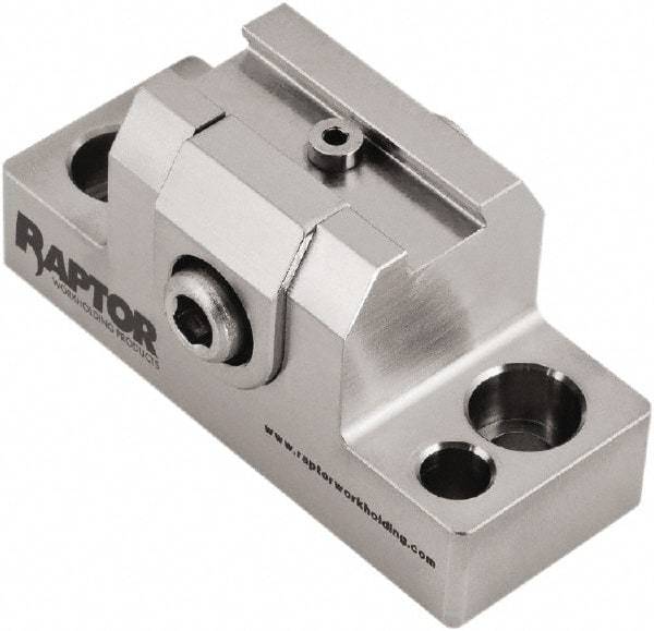 Raptor Workholding - 1-1/4" High x 1" Wide x 2-1/2" Long Dovetail Vise - 3/8" Jaw Opening Capacity, 1/8" High x 1-1/4" Wide Jaw, For 4 & 5 Axis Workholding Systems - Exact Industrial Supply