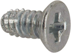Value Collection - #4-40 UNC Thread, 1/4" OAL, #1 Phillips Drive Steel Thread Cutting Screw - Flat Undercut Head, Grade 1016-1024, Point Type F, Zinc-Plated Finish - Exact Industrial Supply