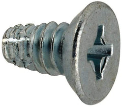 Value Collection - #10-24 UNC Thread, 3/8" OAL, #2 Phillips Drive Steel Thread Cutting Screw - Flat Undercut Head, Grade 1016-1024, Point Type F, Zinc-Plated Finish - Exact Industrial Supply
