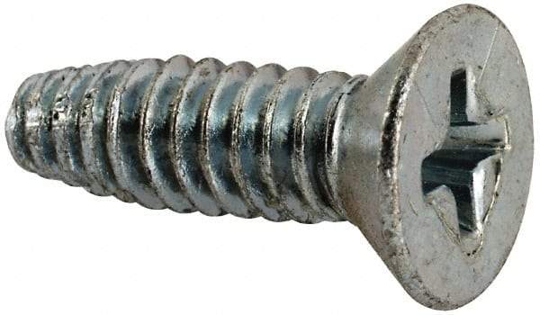 Value Collection - #10-24 UNC Thread, 5/8" OAL, #2 Phillips Drive Steel Thread Cutting Screw - Flat Head, Grade 1016-1024, Point Type F, Zinc-Plated Finish - Exact Industrial Supply