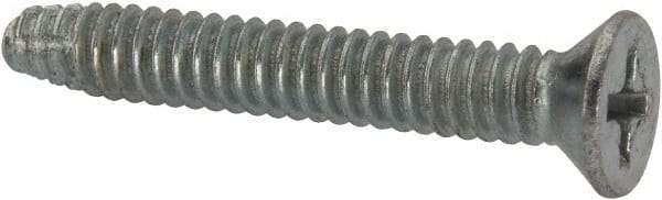 Value Collection - #10-24 UNC Thread, 1-1/4" OAL, #2 Phillips Drive Steel Thread Cutting Screw - Flat Head, Grade 1016-1024, Point Type F, Zinc-Plated Finish - Exact Industrial Supply