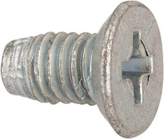 Value Collection - #10-32 UNF Thread, 3/8" OAL, #2 Phillips Drive Steel Thread Cutting Screw - Flat Undercut Head, Grade 1016-1024, Point Type F, Zinc-Plated Finish - Exact Industrial Supply