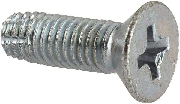 Value Collection - #10-32 UNF Thread, 5/8" OAL, #2 Phillips Drive Steel Thread Cutting Screw - Flat Head, Grade 1016-1024, Point Type F, Zinc-Plated Finish - Exact Industrial Supply