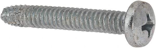 Value Collection - #10-24 UNC Thread, 1-1/4" Length Under Head, #2 Phillips Drive Steel Thread Cutting Screw - Pan Head, Grade 1016-1024, Point Type F, Zinc-Plated Finish - Exact Industrial Supply