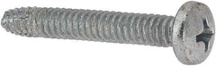 Value Collection - #10-24 UNC Thread, 1-1/4" Length Under Head, #2 Phillips Drive Steel Thread Cutting Screw - Pan Head, Grade 1016-1024, Point Type F, Zinc-Plated Finish - Exact Industrial Supply