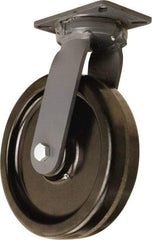 Hamilton - 12" Diam x 3" Wide x 15-1/2" OAH Top Plate Mount Swivel Caster - Phenolic, 3,500 Lb Capacity, Straight Roller Bearing, 5-1/4 x 7-1/4" Plate - Exact Industrial Supply