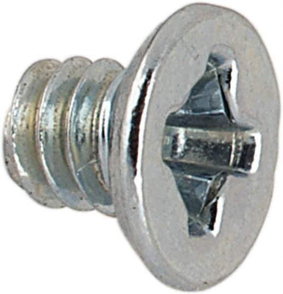 Value Collection - #2-56 UNC, 1/8" OAL Phillips Drive Machine Screw - Flat Undercut Head, Grade J82 Steel, Zinc-Plated Finish, Without Washer - Exact Industrial Supply