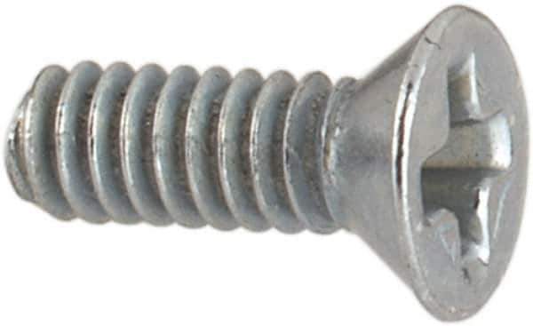 Value Collection - #2-56 UNC, 1/4" OAL Phillips Drive Machine Screw - Flat Head, Grade J82 Steel, Zinc-Plated Finish, Without Washer - Exact Industrial Supply