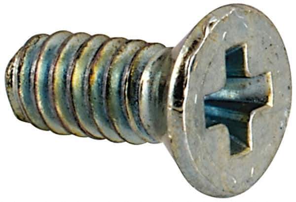 Value Collection - #3-48 UNC, 1/4" OAL Phillips Drive Machine Screw - Flat Head, Grade J82 Steel, Zinc-Plated Finish, Without Washer - Exact Industrial Supply