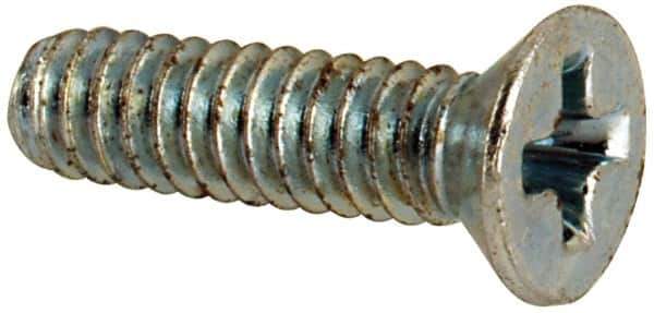 Value Collection - #3-48 UNC, 3/8" OAL Phillips Drive Machine Screw - Flat Head, Grade J82 Steel, Zinc-Plated Finish, Without Washer - Exact Industrial Supply