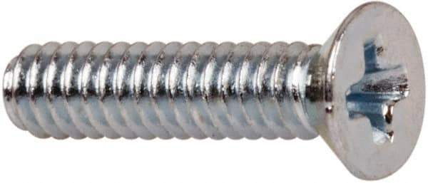 Value Collection - #3-48 UNC, 7/16" OAL Phillips Drive Machine Screw - Flat Head, Grade J82 Steel, Zinc-Plated Finish, Without Washer - Exact Industrial Supply