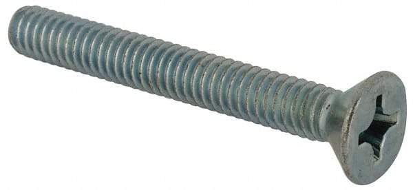 Value Collection - #12-24 UNC, 1-3/4" OAL Phillips Drive Machine Screw - Flat Head, Grade J82 Steel, Zinc-Plated Finish, Without Washer - Exact Industrial Supply