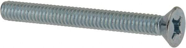 Value Collection - #12-24 UNC, 2" OAL Phillips Drive Machine Screw - Flat Head, Grade J82 Steel, Zinc-Plated Finish, Without Washer - Exact Industrial Supply