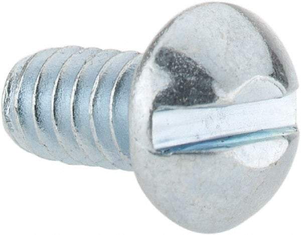 Value Collection - #10-24 UNC, 3/8" Length Under Head Slotted Drive Machine Screw - Round Head, Grade J82 Steel, Zinc-Plated Finish, Without Washer - Exact Industrial Supply