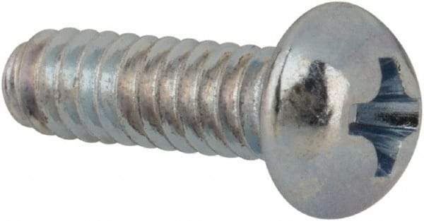 Value Collection - #3-48 UNC, 5/16" Length Under Head Phillips Drive Machine Screw - Round Head, Grade J82 Steel, Zinc-Plated Finish, Without Washer - Exact Industrial Supply