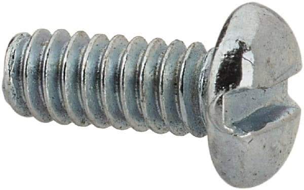 Value Collection - #3-48 UNC, 1/4" Length Under Head Slotted Drive Machine Screw - Pan Head, Grade J82 Steel, Zinc-Plated Finish, Without Washer - Exact Industrial Supply