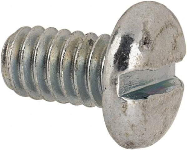 Value Collection - #12-24 UNC, 3/8" Length Under Head Slotted Drive Machine Screw - Pan Head, Grade J82 Steel, Zinc-Plated Finish, Without Washer - Exact Industrial Supply