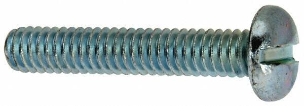 Value Collection - #12-24 UNC, 1-1/4" Length Under Head Slotted Drive Machine Screw - Pan Head, Grade J82 Steel, Zinc-Plated Finish, Without Washer - Exact Industrial Supply