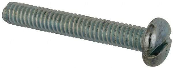 Value Collection - #12-24 UNC, 1-1/2" Length Under Head Slotted Drive Machine Screw - Pan Head, Grade J82 Steel, Zinc-Plated Finish, Without Washer - Exact Industrial Supply