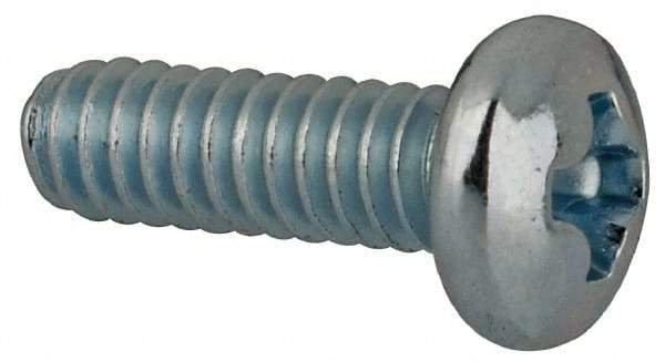 Value Collection - #3-48 UNC, 5/16" Length Under Head Phillips Drive Machine Screw - Pan Head, Grade J82 Steel, Zinc-Plated Finish, Without Washer - Exact Industrial Supply