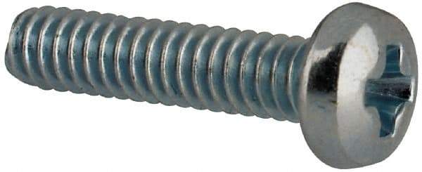 Value Collection - #3-48 UNC, 7/16" Length Under Head Phillips Drive Machine Screw - Pan Head, Grade J82 Steel, Zinc-Plated Finish, Without Washer - Exact Industrial Supply