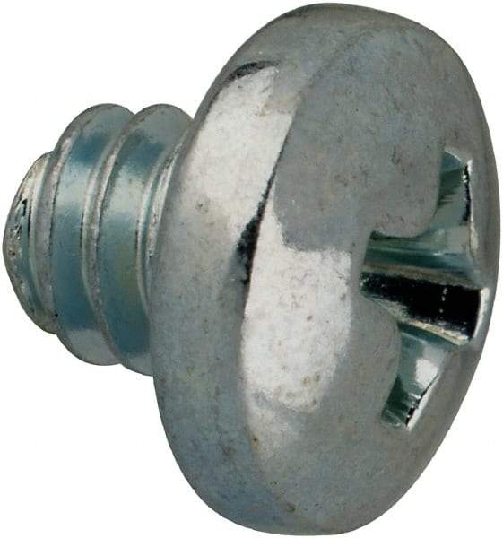 Value Collection - #10-24 UNC, 3/16" Length Under Head Phillips Drive Machine Screw - Pan Head, Grade J82 Steel, Zinc-Plated Finish, Without Washer - Exact Industrial Supply