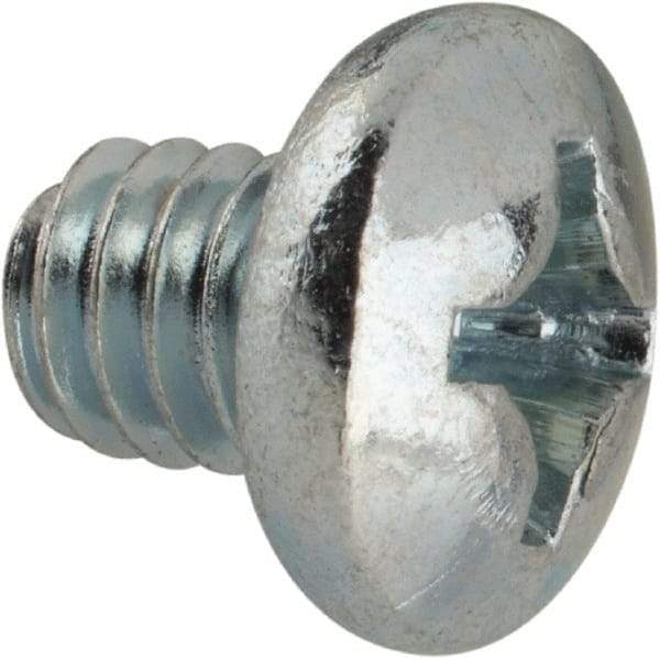Value Collection - #12-24 UNC, 1/4" Length Under Head Phillips Drive Machine Screw - Pan Head, Grade J82 Steel, Zinc-Plated Finish, Without Washer - Exact Industrial Supply