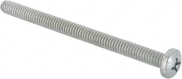 Value Collection - 1/4-20 UNC, 3-1/2" Length Under Head Phillips Drive Machine Screw - Pan Head, Grade J82 Steel, Zinc-Plated Finish, Without Washer - Exact Industrial Supply