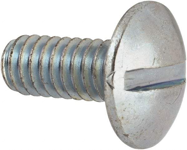 Value Collection - #12-24 UNC, 1/2" Length Under Head Slotted Drive Machine Screw - Truss Head, Grade J82 Steel, Zinc-Plated Finish, Without Washer - Exact Industrial Supply
