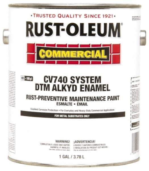 Rust-Oleum - 1 Gal Black Flat Finish Industrial Enamel Paint - 255 to 435 Sq Ft per Gal, Interior/Exterior - Exact Industrial Supply