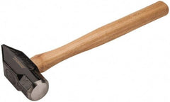 Paramount - 3 Lb Head Blacksmith's Hammer - 14-1/2" OAL, 12" Long Wood Handle, 2-1/4" Face Diam - Exact Industrial Supply