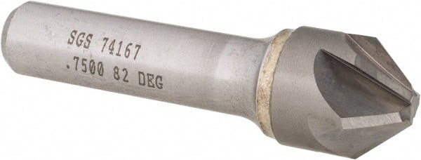 SGS - 3/4" Head Diam, 1/2" Shank Diam, 6 Flute 82° Solid Carbide Countersink - Exact Industrial Supply