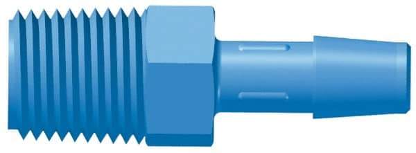 Made in USA - 3/4" Barb, 3/4, HDPE Single Barbed Tube Adapter - Blue, Male - Exact Industrial Supply