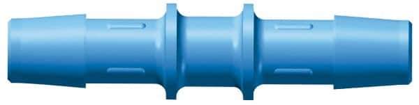 Made in USA - 5/16" Barb, Polypropylene Single Barbed Tube Straight Coupler - Blue, Male - Exact Industrial Supply