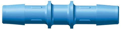 Made in USA - 5/16" Barb, Polypropylene Single Barbed Tube Straight Coupler - Blue, Male - Exact Industrial Supply