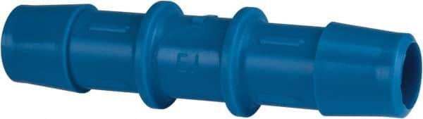 Made in USA - 1/2" Barb, HDPE Single Barbed Tube Straight Coupler - Blue, Male - Exact Industrial Supply
