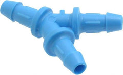 Made in USA - 1/8" Barb, HDPE Single Barbed Tube Y Connector - Blue, Male - Exact Industrial Supply