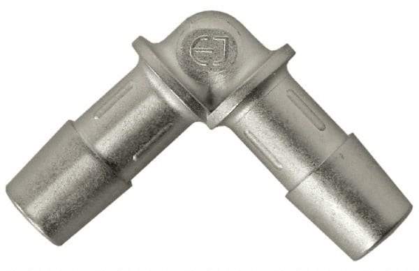 Made in USA - 0.695" Tube ID, Metal Barbed Tube Elbow - Stainless Steel - Exact Industrial Supply