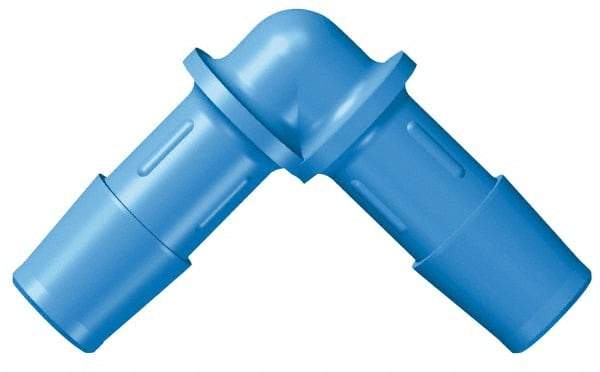 Made in USA - 3/4" Barb, HDPE Single Barbed Tube Elbow - Blue, Male - Exact Industrial Supply