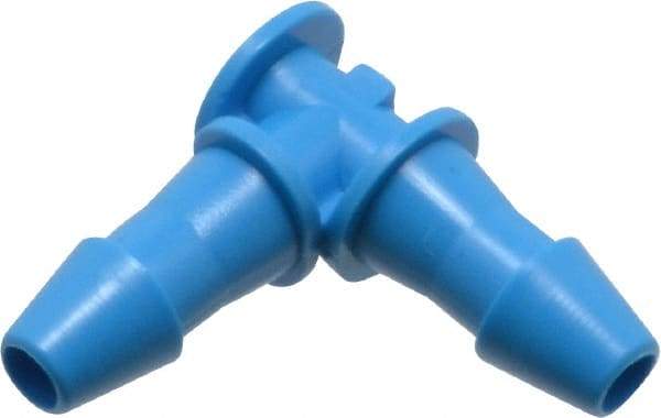 Made in USA - 1/8" Barb, HDPE Single Barbed Tube Elbow - Blue, Male - Exact Industrial Supply