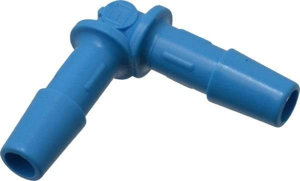 Made in USA - 1/4" Barb, HDPE Single Barbed Tube Elbow - Blue, Male - Exact Industrial Supply