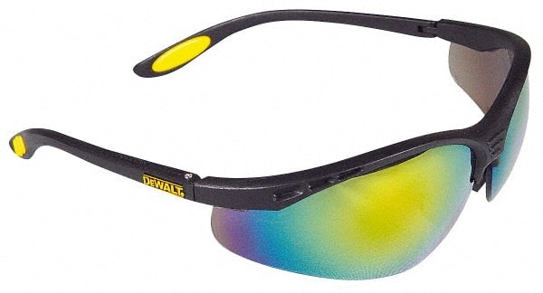 Safety Glass: Anti-Fog & Scratch-Resistant, Polycarbonate, Fire Mirror Lenses, Full-Framed, UV Protection Black Frame