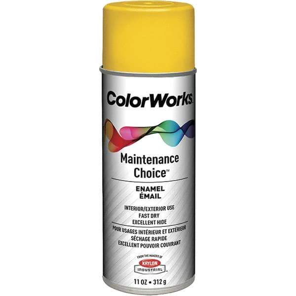 Krylon - Safety Yellow, Enamel Spray Paint - 15 to 18 Sq Ft per Can, 16 oz Container, Use on General Industrial Maintenance & Touch-up Work - Exact Industrial Supply