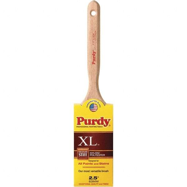 Purdy - 2-1/2" Flat Synthetic Sash Brush - 2-15/16" Bristle Length, 6" Wood Fluted Handle - Exact Industrial Supply