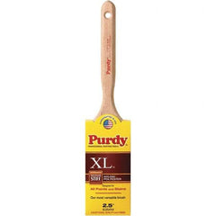 Purdy - 2-1/2" Flat Synthetic Sash Brush - 2-15/16" Bristle Length, 6" Wood Fluted Handle - Exact Industrial Supply