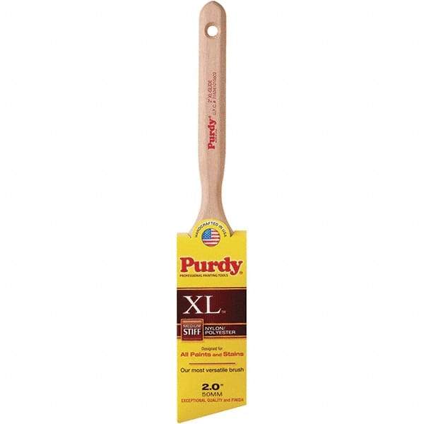 Purdy - 2" Angled Synthetic Sash Brush - 2-11/16" Bristle Length, 6" Wood Fluted Handle - Exact Industrial Supply
